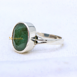 Piedra preciosa de Esmeralda facetada ovalada Natural 925 Plata de ley sólida hecha a mano May Birthstone anillos joyería para venta al por mayor - Product Image 2