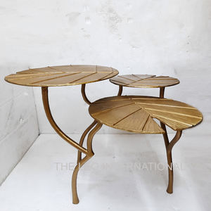 Mesa de centro chapada en oro Acero inoxidable Metal Hogar Hoteles Muebles Accesorios Mesa de forma redonda - Product Image 5