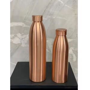 Botella de agua de cobre puro para mujeres y hombres Diseño de boca ancha con tapa deportiva Vasos de plástico - Product Image 2