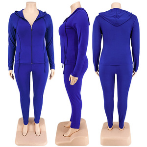 Custom Logo Plus Size <b>Women's</b> Winter 100% Cotton Streetwear Solid 2 Piece Set 5XL Hoodie <b>Jogger</b> Tracksuit - Product Image 6