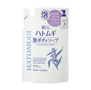 Savon moussant pour le corps Kumanoyushi Reihaku Hatomugi recharge 450ml, soin hydratant pour la peau, fabriqué au Japon, haute performance - Product Image 1