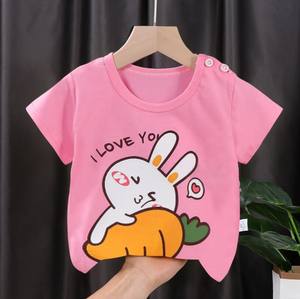 Impresión personalizada Color sólido Unisex Niños Top Ropa Algodón Cómoda Niñas Niños Camiseta de manga corta - Product Image 5