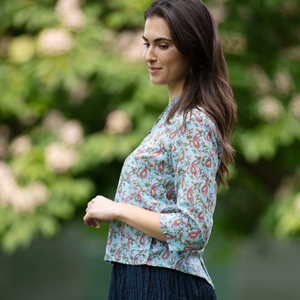VENTE court KURTA TOP Style 7 bleu turquoise avec haut femme paisley rose/haut à motifs - Product Image 6