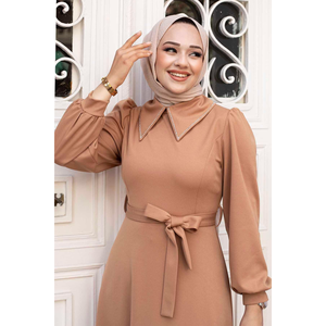 Robe Hijab à Col Chemise Vison - Product Image 3