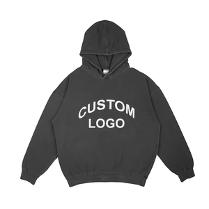 Sudadera con capucha de algodón 100% superventas para hombre, venta al por mayor, 400 GSM, negro, cuadrado, hombro caído, gran tamaño, sin cuerdas, diseño lavado, personalizable - Product Image 1