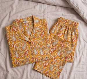 Pijamas de Algodón Puro con Estampado Floral Tejido a Mano, Ropa de Dormir de Verano, Regalo Suave para Ella, Dama de Honor - Product Image 6