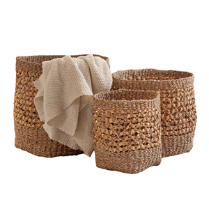 Poubelle ronde en jonc de mer de style rustique bohème, corbeille à déchets artisanale de qualité supérieure pour la décoration de la maison et de la salle de bain, fabriquée au Vietnam - Product Image 2