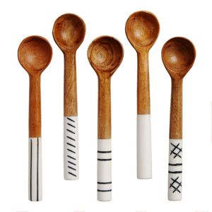 Cucharas para servir de madera de acacia y resina 5 SERVIDOR DE ENSALADA DE MADERA JUEGO DE 2 HECHO A MANO ÚNICO KETCHENWAR - Product Image 1