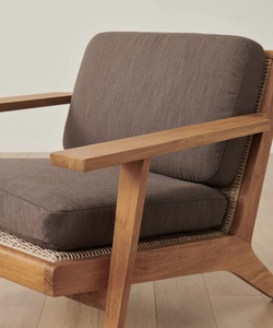 Sofá moderno para jardín al aire libre con tela impermeable de madera maciza de teca para hoteles, villas, parques, patio, muebles de estar - Product Image 4