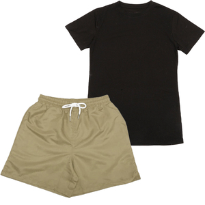 Streetwear Summer Heavy Weight Cotton Camiseta de gran tamaño Conjuntos cortos de 2 piezas para hombres con rompevientos corto - Product Image 2