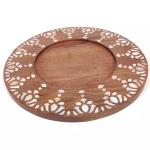 Nuevo estilo árabe Eid Ramadan regalos Acacia madera madre de perla incrustaciones bandeja de Ramadán de alta calidad última bandeja de fregona de grabado de madera - Product Image 1