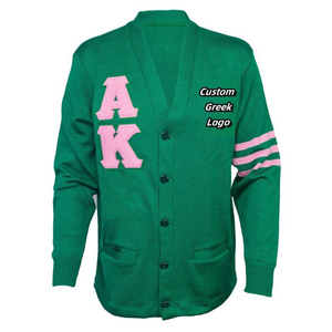 Suéter de Punto con Logotipo Bordado de Alpha Kappa Alpha, Suave y Acogedor, 100% Algodón, Letra Griega, Cárdigan de Punto, Suéter de Hermandad 1908, Prenda de Punto Personalizada - Product Image 2