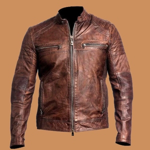Vestes en cuir pour hommes Vestes personnalisées pour hommes 2024 Veste en cuir véritable pour hommes dans différents looks et conceptions - Product Image 2