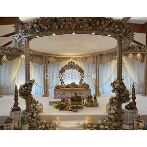 Impresionante Mandap de Madera de Doble Poste para Bodas, Decoración Tradicional de Mandap de Madera de Doble Poste, Maravillosa Decoración de Mandap de Madera para Bodas en el Reino Unido - Product Image 1