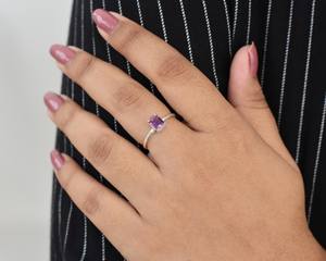 แหวนง่ามแปดเหลี่ยมอเมทิสต์925เครื่องประดับเงินสเตอร์ลิงขนาด5x7มม. แหวนพลอยสีม่วงของขวัญแหวนเงินแฮนด์เมดสำหรับคริสต์มาสของเธอ - Product Image 3