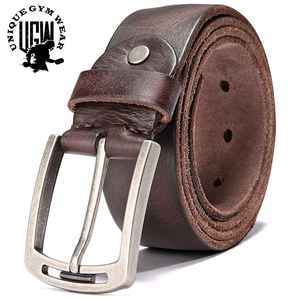 UNIQUE GYM WEAR Cinturones de Cuero Genuino con Hebilla de Acero Ecológicos y Transpirables Totalmente Personalizables con Logotipo y Dimensiones a Medida - Product Image 2