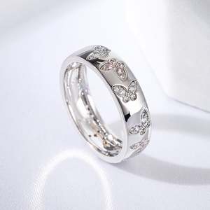 Bague de mariage pour femme en argent sterling incrustée de papillons colorés Jeulia - Product Image 4