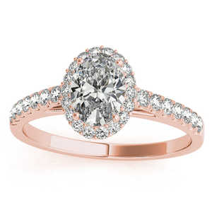 Anillo de Compromiso con Halo de Diamantes en Oro Rosa de 14K, 0.26ct, Forma Ovalada, Estilo Elegante - Product Image 1