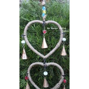 For Mango Gifts Handmade Metal <b>Crafts</b> Recycled Iron Heart for Love Wind Chime Bells Rustic for Outdoor Patio Decoration Set - Product Image 6
