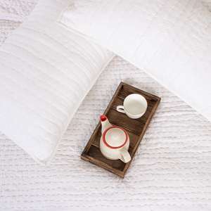 Couverture Kantha vintage blanche unie, couture fine à la main, couvre-lit réversible indien, coton biologique imprimé pour hôtel et maison - Product Image 3