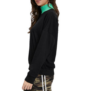 Sudadera personalizada elegante con cuello simulado en contraste para mujer, cuello alto con logotipo frontal, Top corto de algodón de invierno - Product Image 2