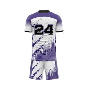 Nouvelle conception de maillot de football imprimé par sublimation, uniforme d'équipe personnalisé, col en V, manches courtes, séchage rapide, respirant, tissu 100% polyester de haute qualité - Product Image 4