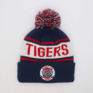 Knitted Thick Soccer Football Fans Beanies Bobble <b>Hat</b> With Logo on the front - Product Image 4