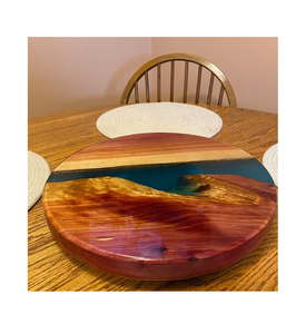 Diseño antiguo de madera y resina Lazy Susan popular resina epoxi color más vendido madera y resina Lazy Susan - Product Image 1