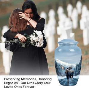 Urne d'orignal Compagnon de crémation pour cendres Urne funéraire pour femmes Urnes pour adultes Urnes humaines pour cendres humaines Taille personnalisée Bleu ciel - Product Image 3