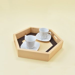 Juego de 3 bandejas de servicio hexagonales de madera de bambú modernas con acabado liso para un interior elegante del Hogar disponible a precio mayorista - Product Image 2