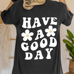 เสื้อยืดผ้าฝ้ายระบายอากาศได้ดีขนาดใหญ่สำหรับผู้หญิงพิมพ์ลายน้ำหนักมากระบายอากาศได้ดี - Product Image 4