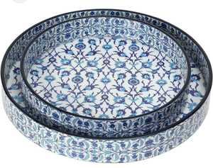 ชุดถาดไม้พิมพ์ลายเคลือบอาร์ตทำมือสไตล์คลาสสิกพร้อมดีไซน์ต้นไม้สำหรับเครื่องครัวและของตกแต่ง - Product Image 2