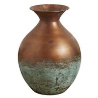 Vase de table rond en aluminium Art Déco avec patine verte, taille personnalisée pour la décoration de Noël à la maison et au bureau