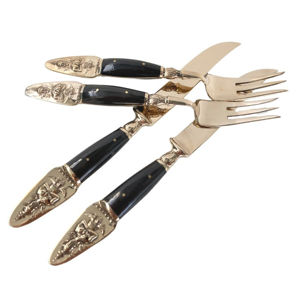 Venta al por mayor de lujo, cubiertos de acero inoxidable chapados en tono dorado, vajilla para fiestas, restaurante, juegos de cubiertos modernos para boda - Product Image 4