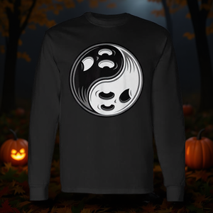 T-shirt à manches longues avec motif de fantômes d'Halloween Yin Yang, produit promotionnel - Product Image 3