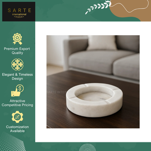 Cenicero de Mármol Tallado a Mano de Color Natural de Alta Calidad al por Mayor, Superficie Pulida, Cenicero de Mesa Personalizable, Uso Multiusos - Product Image 2