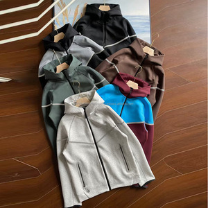 2025 moda logotipo personalizado pulóver cremallera capa de aire de punto de algodón sudadera hombres Casual cuarto Zip hombres sudaderas con capucha sudaderas - Product Image 1