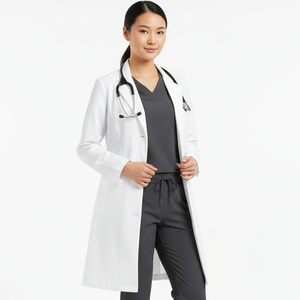 Blouse blanche en tissu respirant en spandex/coton de haute qualité pour une utilisation unisexe à l'hôpital - Product Image 1