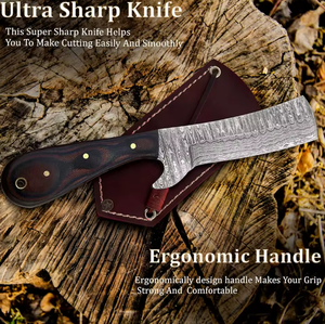 Handmade Damascus Steel Bull <b>Cutter</b> Hunting Knife Pakka Wood Handle Ambidextrous Design Modern Style PRESTIGE BLADES Kitchen - Product Image 6