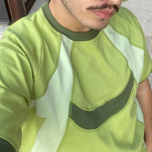 Premium Quality Wholesale Custom Logo High Quality Casual Cotton Stripe <b>Patchwork</b> T-<b>Shirt</b> Manufacturer T <b>Shirts</b> for Men - Product Image 2