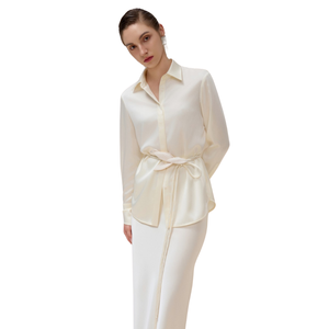 Camisas Elegantes para Mujer con Cuello Camisero, Camisa Sigrid con Cuello en Punta, Seda Japonesa, Conjunto de 2 Piezas, Moda Sostenible para Mujer - Product Image 1