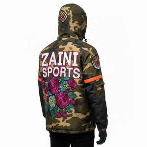 Premium 220GSM <b>Camo</b> Windbreaker <b>Jacket</b> Floral Embroidered Design with Custom Logo and Sleeve Panels Windbreaker <b>Jacket</b> for man - Product Image 3