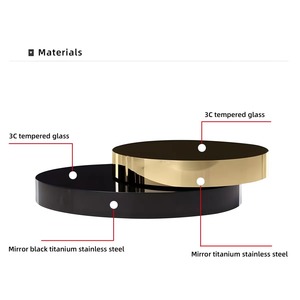Mesa de Centro Moderna y Ecológica para Sala de Estar de Hotel, Acero Inoxidable Dorado, Vidrio Templado Negro, Muebles para Sala de Estar - Product Image 5