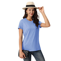 T-shirt d'été pour femmes adultes, vente en gros, coton léger, manches courtes, décontracté, respirant, écologique, grande taille, col rond, doux