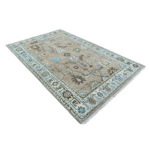 Tapis turcs Oushak noués à la main Ensemble de tapis de salon marron en coton et laine durables pour l'exercice et le camping - Product Image 3