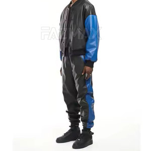 Oem Manufactured <b>Men's</b> Winter Plus Size <b>Leather</b> Tracksuit Custom Color Solid 2 in 1 Lightweight Waterproof Windproof Casual Wear - Product Image 6