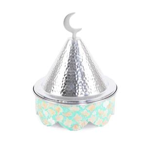 Aluminum and Steel Serving <b>Dish</b> With Wooden Colorful Mother of Pearl Work Pot Dates and Dry Fruit Serving Pot <b>for</b> <b>Sale</b> - Product Image 4
