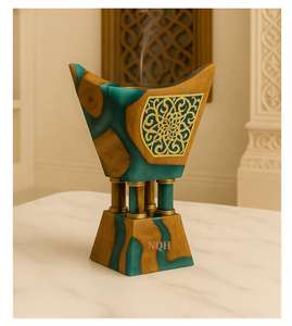 Brûleur à Bakhoor en bois d'acacia premium 2026 avec résine époxy, artisanal, diffuseur d'encens d'aromathérapie, luxe, personnalisable, parfum d'intérieur - Product Image 1