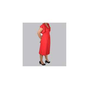 Hermoso vestido de maternidad de talla grande ecológico de algodón de bambú rojo para mujeres embarazadas nuevo diseño cuello en U manga completa hasta la rodilla 1 - Product Image 2