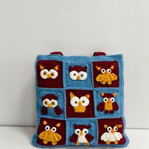 Sac à main en crochet tissé à la main pour fille, style princesse, motif floral, deux anses, ouvert, portable, en coton, motif dessin animé - Product Image 2